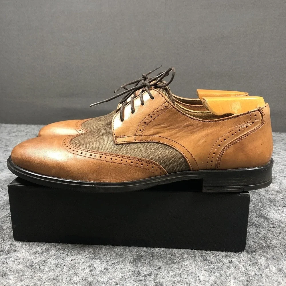 JBE Jean Baptiste Ebrard Shoes Mens Size 11-11.5 Brown Leather Wingtip Brogue